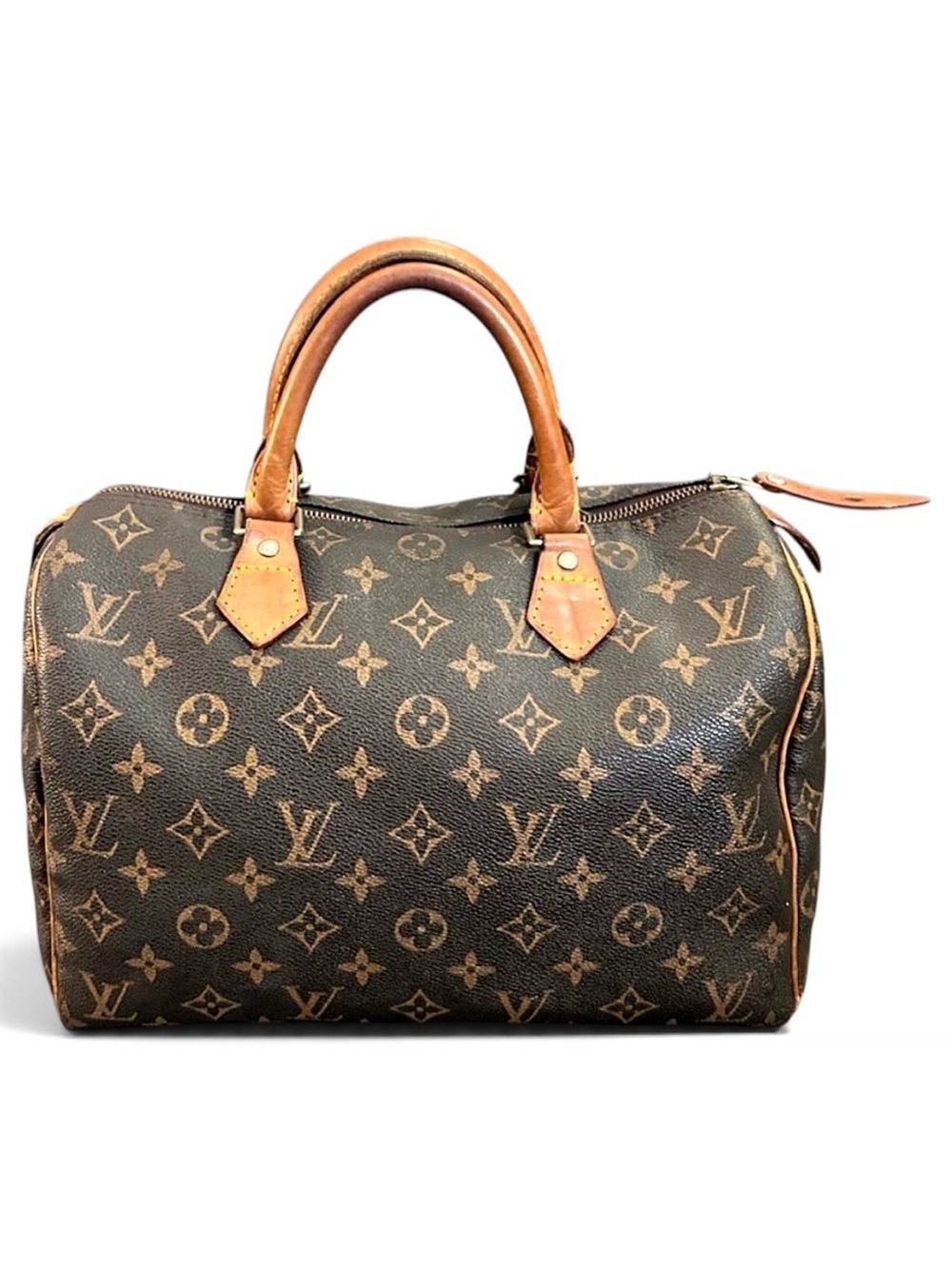 LOUIS VUITTON Vintage Speedy 30 Monogram Handbag Bag Honey Vachetta Y2K EUC